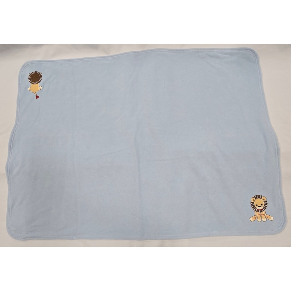 Vintage 2004 GYMBOREE Reversible Baby Blanket w/ LION - Sock Monkey & Friends